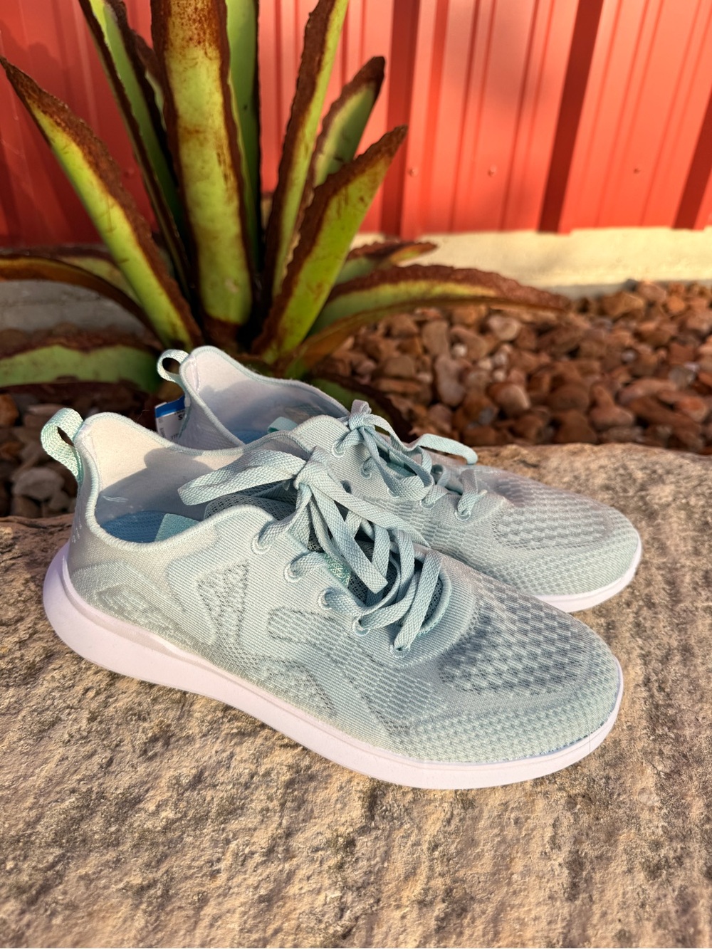 Propet Light Blue Knit Athletic Sneakers